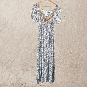 Nostalgia White and Blue Flutter Sleeve Sundress